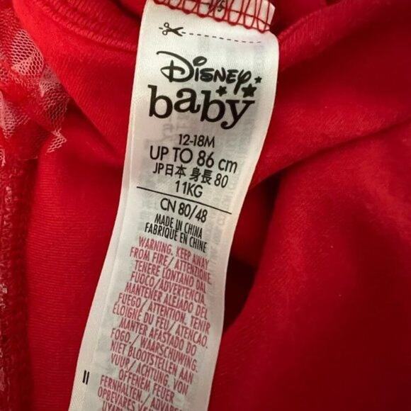 Disney Minnie Mouse Costume Bodysuit for Baby Red Infant Girls Size 12-18 - Picture 4 of 7